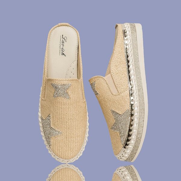Linen Woven Slides Beige