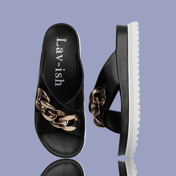 PU Crossover Slides Black