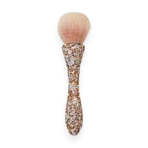 Short Crystal Makeup Brush in Gold with AB Stone
