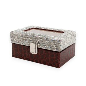 Wine/Clear PU Leather Jewellery Box