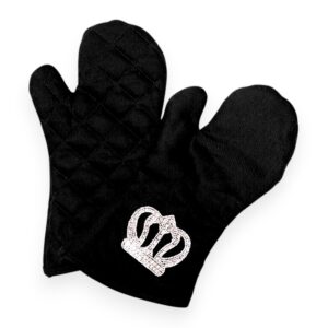 Black Mittens with Bling Crown