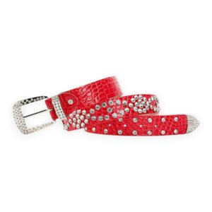 Pink Crystal PU Leather Belt