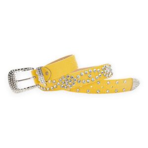Yellow Crystal PU Leather Belt
