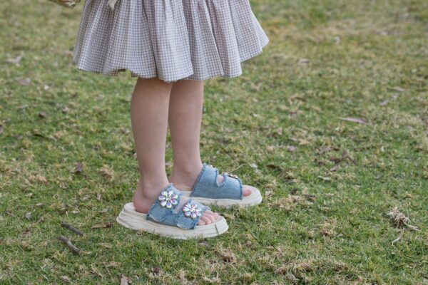 Kids Denim Sandals with Daisy - Image 2
