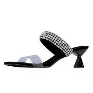 Evening Bling Double Strap Heels Black