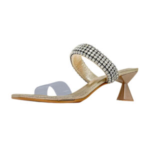 Evening Bling Double Strap Heels Gold