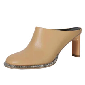 Crystal Sole Leather Mules Camel