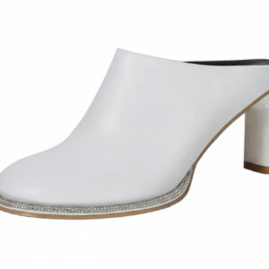 Crystal Sole Leather Mules White