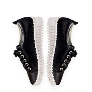 Point Toe Leather Sneakers Black