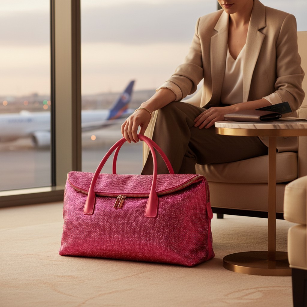 Hot Pink Fold Over Weekender - Image 3