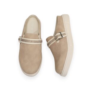 Latte Bling Cross Strap Comfort Mules