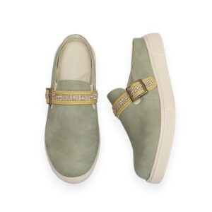 Sage Bling Cross Strap Comfort Mules