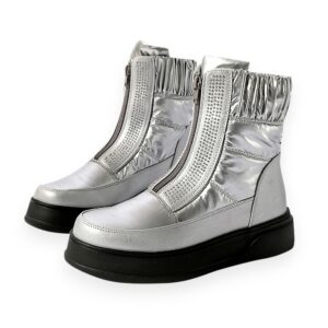 Silver Zip-Up Boots