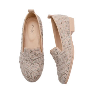 Queen Diamante Suede Slip On Blush