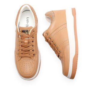 Latte Casual Leather Bling Heel Runner