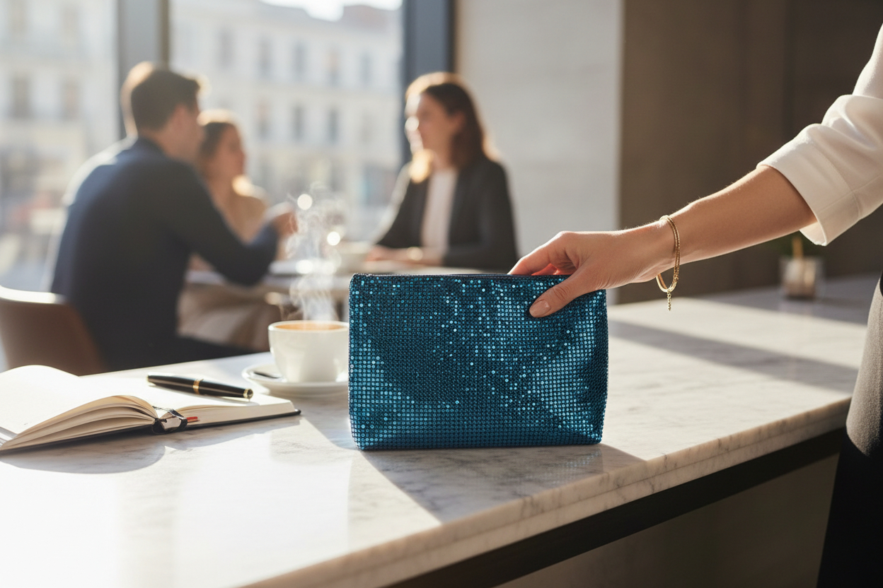 Aluminium Glomesh Blue Pouch - Image 2