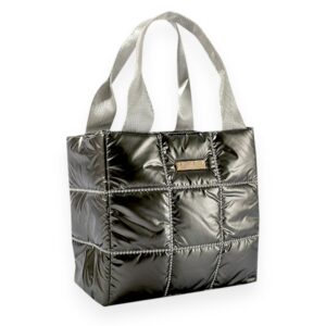 Pewter Quilted Glam Tote