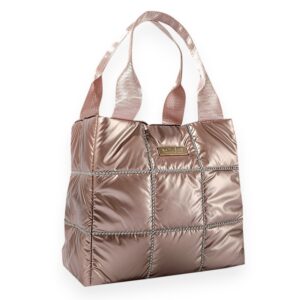 Rose Gold Quilted Glam Tote