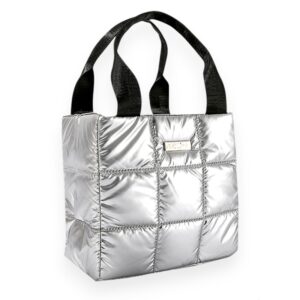 Silver Quilted Glam Tote