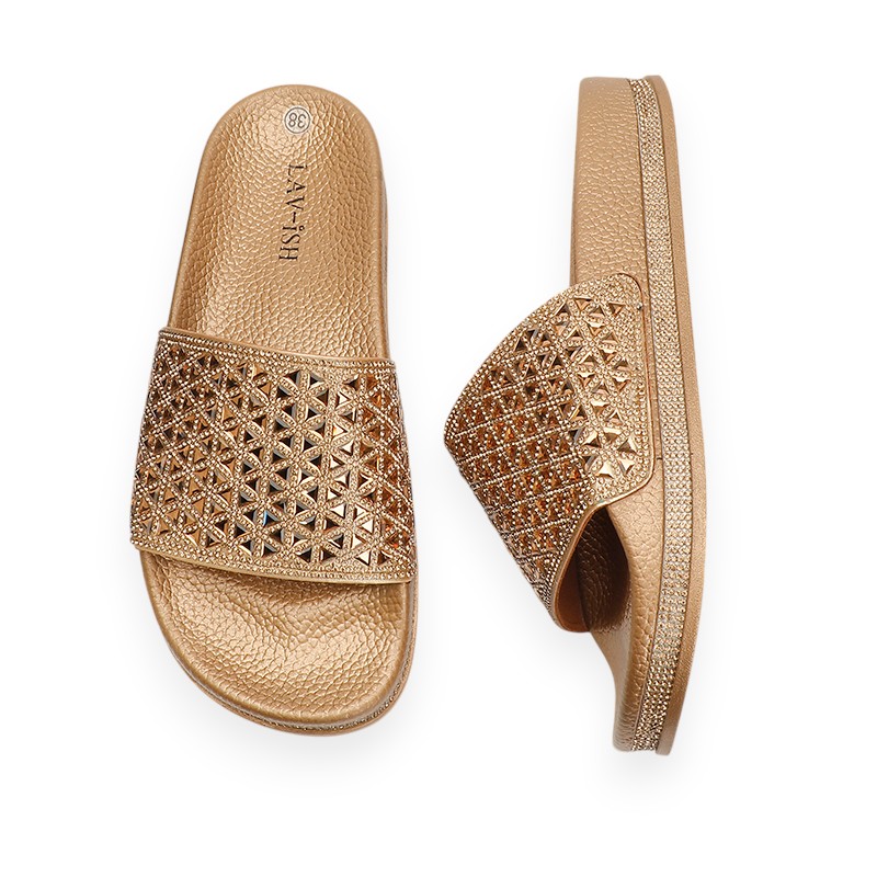 Gold Single Band Sandals