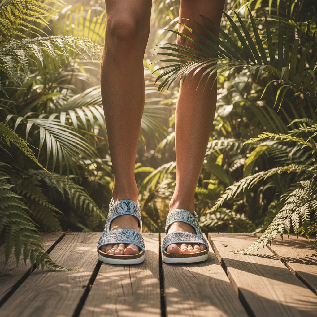 Blue Camila Bedazzled Sandals - Image 3