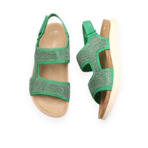 Green Camila Bedazzled Sandals