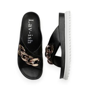 PU Crossover Slides Black