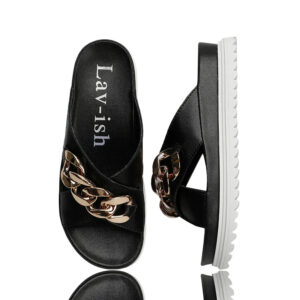 PU Crossover Slides Black