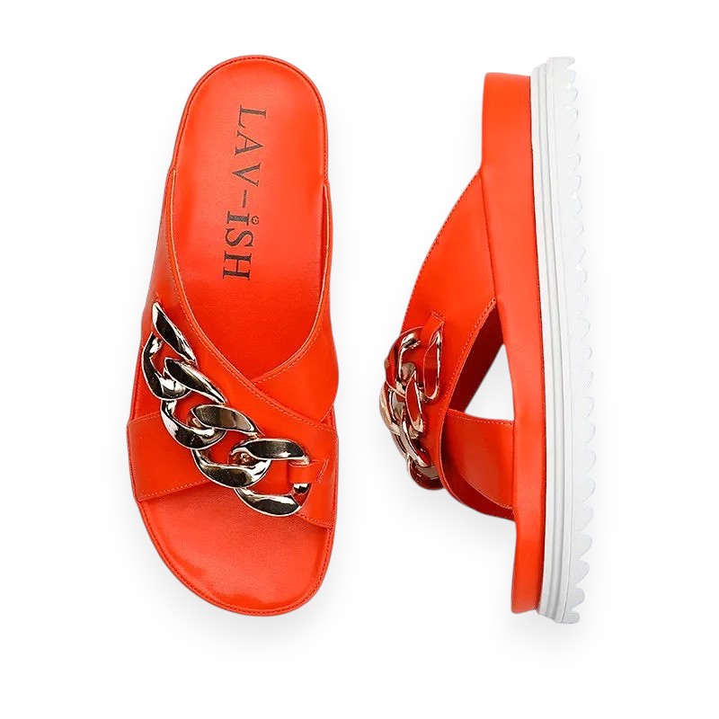 PU Crossover Slides Orange