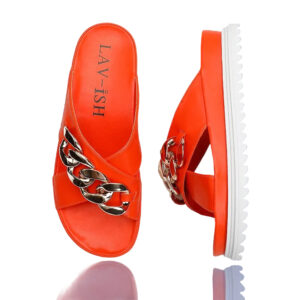 PU Crossover Slides Orange