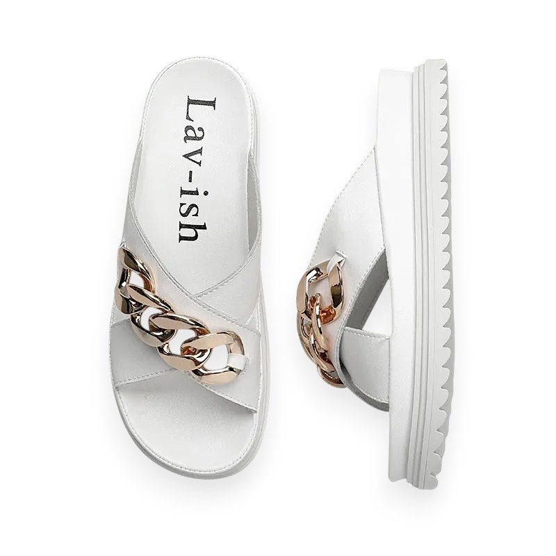 PU Crossover Slides White
