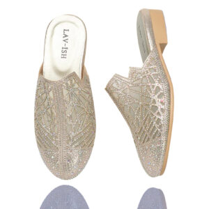 Gold Lasercut Rhinestone Sandals