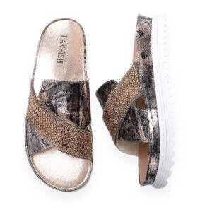Gold Newspaper Print Sandals
