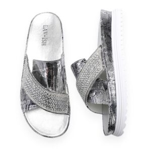 Silver Newspaper Print Sandals