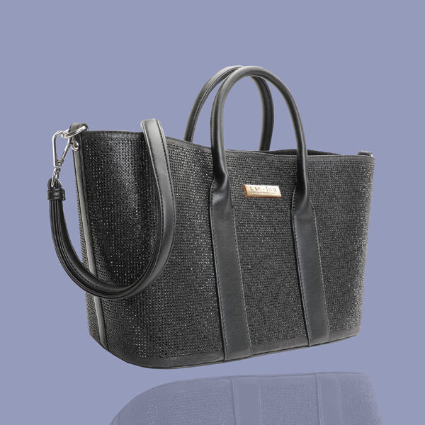 Black Solid Bling Tote