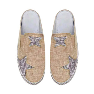 Slides with Bling Star Beige