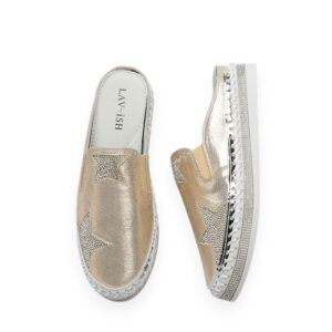 Slides with Bling Star Gold