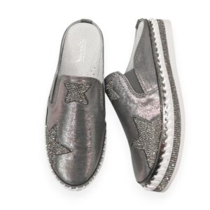 Slides with Bling Star Pewter