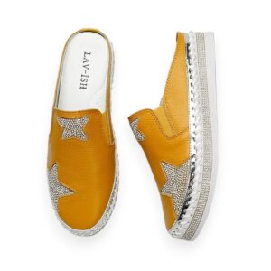 Leather Star Mustard Slides