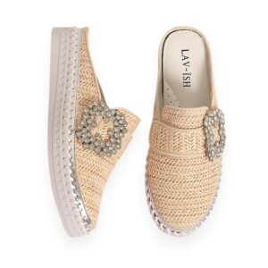 Beige Luna Linen Slides