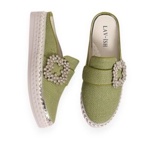 Sage Luna Linen Slides