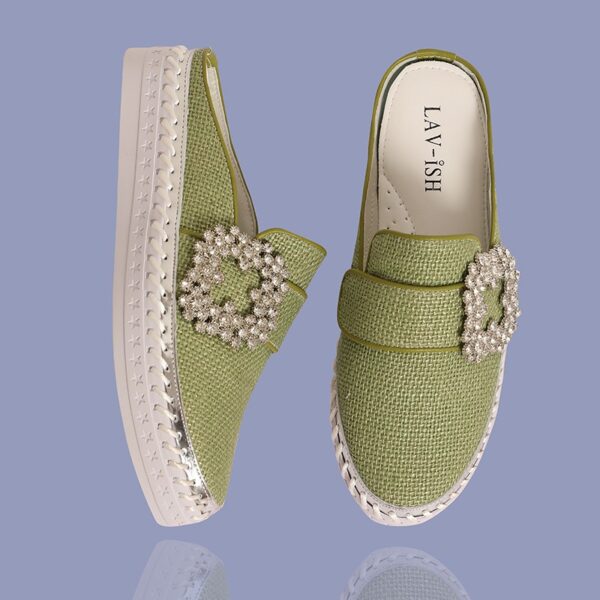 Sage Luna Linen Slides