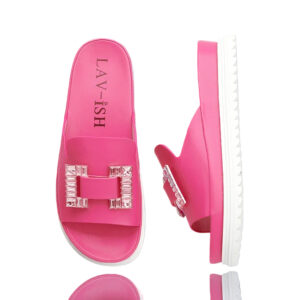 Chic Ornamental Slides Hot Pink