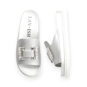 Chic Ornamental Slides Silver