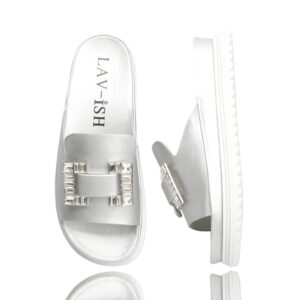 Chic Ornamental Slides Silver