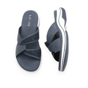 Navy Skye Lux Strap Slides