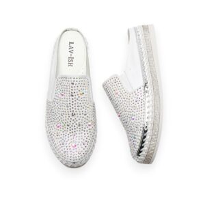 Slides Sparkle White Denim