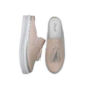 Leather Slides with Tassel Blush