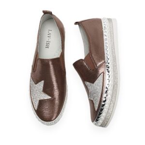 Satin Sneaker With Bling Star Bronze