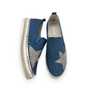 Sneakers with Bling Star Dark Denim Blue